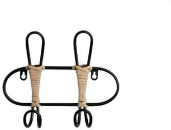 Romimex Porte-manteau mural en osier noir 27 x 21 x 8 cm