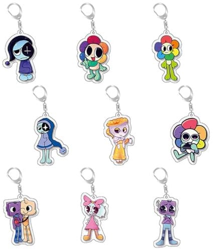 9 Pcs Porte Clés World for Dandys Cartoon Figurine Dandys Keychain Pendentifs Decoration Acrylique Porte Clef Set