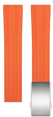 MODBAND Correas de correa de reloj Fluororubber de 20mm para COROS PACE 2, Correa deportiva de Fluororubber para reloj inteligente COROS APEX de 42mm(Orange Silver Buckle,19mm)