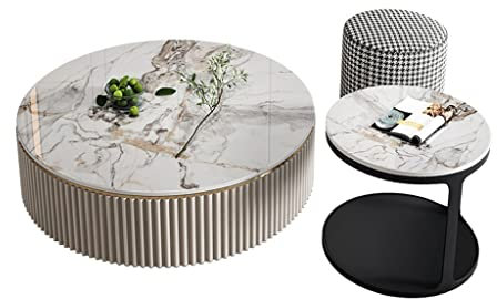 WLCNYL Table Basse Meuble TV Blanc Noir Texture Verticale Lampe LED Porte en Verre Ensemble de Meubles de Maison (Argento)