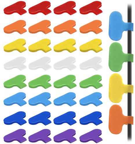 Sibba Cable Labels 32 Pcs Storage Cable Ties Write Cable Sticker Adhesive Identification Cable Tags Clearer Writing Cord Labels Multicolor Wire Management Tags for Office Home