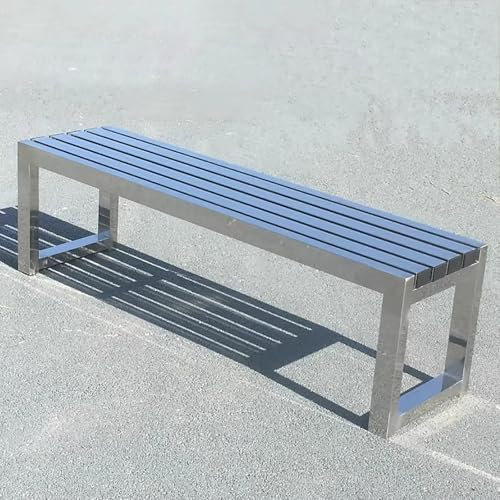 xjdagaoge Terrassenbank, Außenbank, Metall-Gartenbank, Bank Aus 201 Edelstahl, Bietet Platz für 2-3 Personen, Geeignet für Umkleideraum, Park, Platz(120cm/47in)