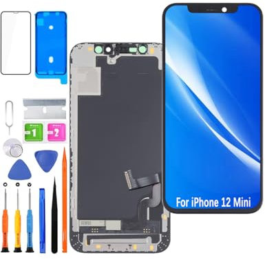 HLYGZX Screen Replacement for iPhone 12 mini TFT LCD Display,A2399 A2176 A2398 A2400 Display 3D Touch Screen Digitizer Assembly Waterproof Adhesive Repair Parts with Kit
