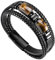 WUISOLQP Lederarmband Männer Herren Armband Mikrofaser-Leder Flechtarmband Wickelarmband mit Magnet Verschluss Premium Natürliches Tigerauge schwarz Armschmuck Geschenk für Männer Freund Ehemann Papa