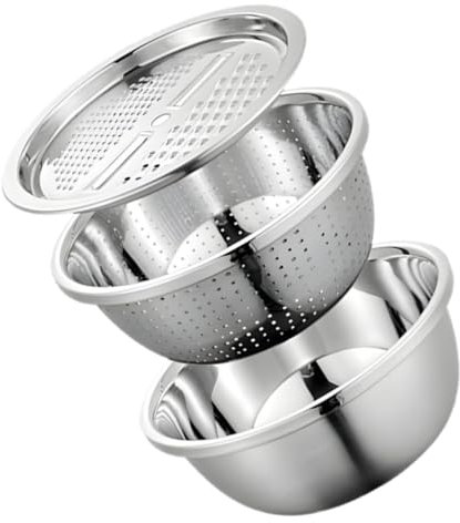 TOPPERFUN Colador Inoxidable Multifuncional Cortador De Ensalada Tazón De Lavado Rallador