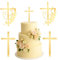 ZMDMAH 4 Pcs Tortendeko Kommunion, Kuchendeko Kreuz, Cake Topper Kommunion Cake Topper Taube Gold Acryl Torte Deko Kommunions Tortendeko für Spiegel Kuchen Topper Kuchen Dekoration für Taufe Hochzeit