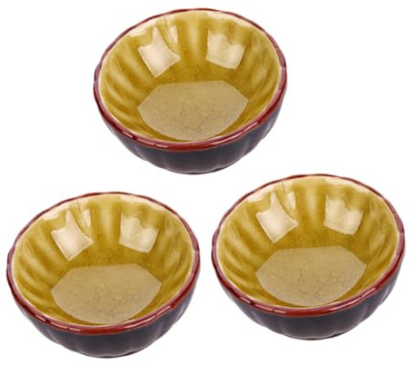IMIKEYA 3stücke Teiliges Keramik Eisriss-muster Kleine Gelbe Soßenschalen Aus Porzellan Für Gewürze Dips Und Saucen Geeignet Für Küche Bbq Picknick Und Party