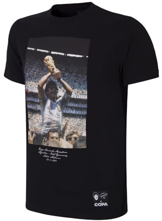 COPA - T-Shirt Herren Fußball - Maradona Argentinien WM 1986 Celebration - Schwarz - 100% Baumwolle