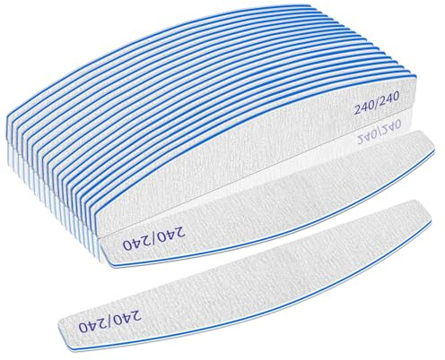 BLESWIN 12 PCS Professional Nail File, 240/240 Grit Nail Files for Natural Nails Emery Boards for Nails Doubled Sides Washable Fine Grit Nail File Manicure Tools for Home and Salon Use