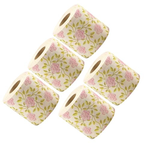 LOLIPPYY 5rollen Toilettenpapier Mit Blumenparty-motiv in Rosenmuster Dekoratives Toilettenpapier Aus Papier Für Hotels Restaurants Und Zuhause