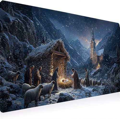 Gaming Mauspad,Mousepad XXL 600 x 300 mm Mauspad Mann, Large Size Schreibtischunterlage, rutschfeste Unterseite aus Naturkautschuk, Wasserdicht und Schmutzabweisend, Laptop Geschenke Schafe B0J-24