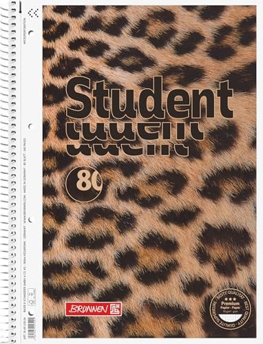 BRUNNEN Collegeblock Premium Student „Leopard“ | A4, Lineatur 28, 80 Blatt, braun/schwarz