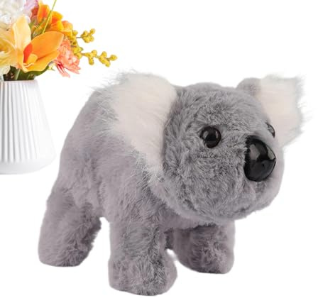 Koala eléctrico interactivo, peluche que camina saltando, koala 18x9x12 cm con movimiento de peluche, juguete animal realista, sonido y movimiento con diseño suave para niños y adolescentes