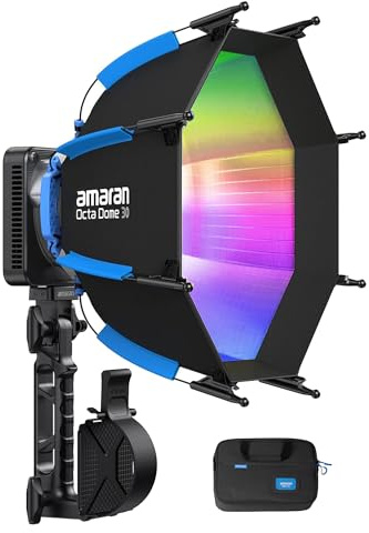 Amaran Ray 60c 60W RGB Éclairage vidéo Softbox Inclus Monture Bowens Éclairage COB Ultra-Compact Couleur Contrôle Via Application (60, Watts)