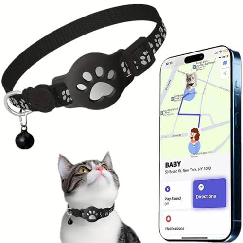 GPS-Halsband Für Katzen Und Hunde, Ohne Abonnement & SIM, Kompatibel Mit Ios, Ipx5, Spritzwasserfest (IOS, Schwarz)