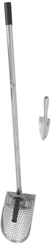 DRESSOOS Pala de Arena para Detector de Metales, Pala de Acero Inoxidable para Detector de Metales con Mango Desmontable de 115 cm, tamizador de Arena para la Playa, Herramienta Resistente para la