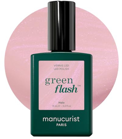 Manucurist Green Flash Halo Milky Mauve LED Gel Nail Polish | LED gel polish and semi-permanent nail varnish, UV nail lamp compatible. 12-free, bio-sourced, vegan, Made in France, 15 ml