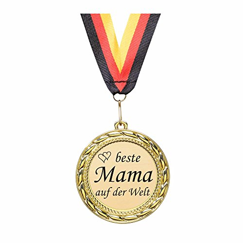 andSmile Medaille mit Gravur - Beste Mama auf der Welt - Orden aus hochwertigem Metall - Beste Mama Geschenk zum Muttertag, Geburtstag, Weihnachten - Geschenke für Mutter