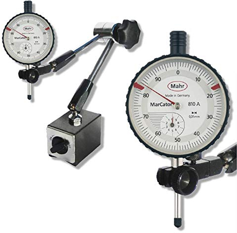 STEINLE Magnet Messstativ Zentralklemmung inkl. Mahr Messuhr im SET Messbereich 10/0,01 mm