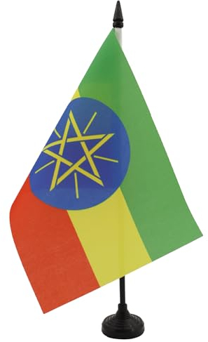 AZ FLAG - Tischflagge Äthiopien - 21x14 cm - Demokratische Bundesrepublik Äthiopien Tischfahne 14 x 21 Cm - Flaggen