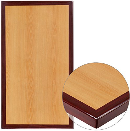 Flash Furniture Tischplatte aus Kunstharz, 61 x 76,2 cm, zweifarbig, Hochglanz Kirsche/Mahagoniharz, mit 5 cm dicken Rändern
