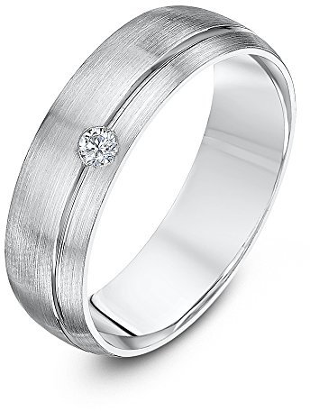 Theia Trauring Palladium 950 - Sehr massiv, Court Shape, 6mm matt, Set mit 0.05ct Diamant - Größe 63 (20.1)