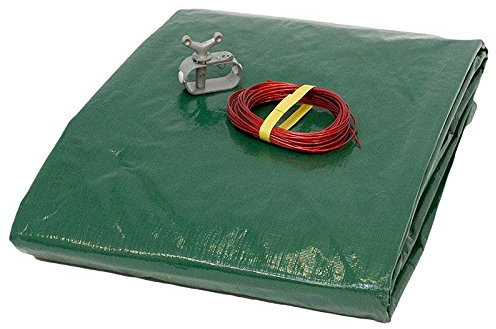 Poolabdeckung rund (Für 350-360 cm Stahlwandpools) – Sommer & Winter Abdeckplane – Ø 420 cm Poolplanenmaß - Materialdichte 180g/m² - Pool UV- und Algenschutz - Inkl. Stahlseil und Spannschloss