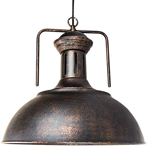FRIDEKO HOME Industrial Barn Pendant Light - 16.53 Farmhouse Barn Lights Indoor Hanging Ceiling Pendant Fixture Metal Dome Shade with Adjustable Chain for Kitchen Island Dining Room Hallway
