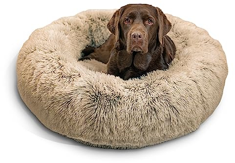 Best Friends by Sheri The Original Calming Donut - Beruhigendes Haustierbett - maschinenwaschbarer Reißverschluss-Bezug - Taupe - 91 x 91 cm - L