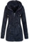 Sublevel Damen Teddyfleece-Jacke Mantel LSL-357 mit Kapuze Indigo Blue S
