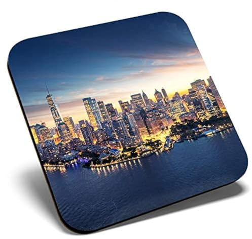 Superbe sous-verre carré – Paysage de New York City Skyline | Sous-verre brillant de qualité | Protection de table pour n'importe quel type de table #21939