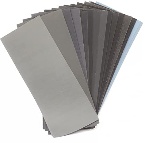 FEIHU Schleifpapier Fein,17 Stück nassschleifpapier 120 to 3000/5000/7000/8000/10000 I Nass und Trocken Schleifpapier für Auto, Holzmöbel, Stein, Lack, Metall, Glasr(230x91mm)