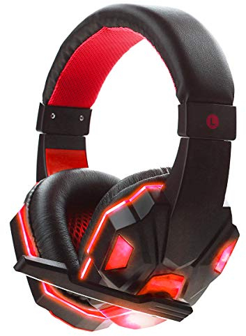 Gaming-Headset für Xbox One, PS4, LED-Stereo-Bass-Surround-Kopfhörer, 3,5-mm-Kopfhörer, Over-Ear-Kopfhörer mit Geräuschunterdrückung, Mikrofon für Laptop, PC, Mac, iPad, Smartphones