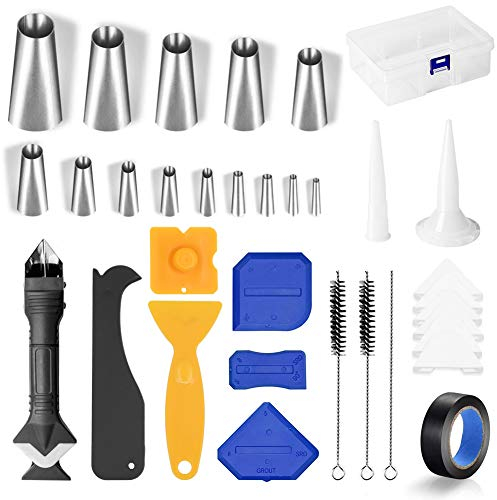 33-teiliges Abdichtungswerkzeug-Set, Silikon-Dichtstoff, Endbearbeitungswerkzeug, Fugenschaber, Dichtungsdüse, Applikator-Set, wiederverwendbar, für Küche, Badezimmer, Fenster, Waschbecken, Fuge,