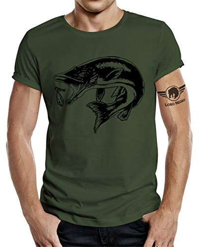 Geschenk T-Shirt für Angler und Fischer: Hecht L