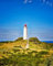 Poster-Bild 60 x 80 cm: Klassische Ansicht des berühmten Leuchtturms Dornbusch auf der schönen Insel Hiddensee im Sommer, Ostsee, Mecklenburg-Vorpommern (110765856)