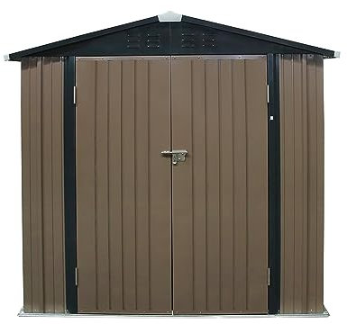 Metal Garden Shed 3X5FT 4X6FT 6X8FT Outdoor Storage Yard Tool Shed Tool Box Lockable (4X6FT)
