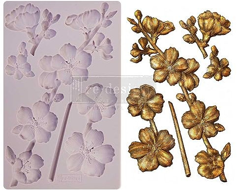 Redesign With Prima Redesign Decor Moulds Botanical Blossoms-5x8x8mm Crafting Resin Molds for air Dry Clay DIY Projects Funiture Dresser, Chocolate,Cake,Candy,Backery,Soap,Polymer Clay,hot Glue