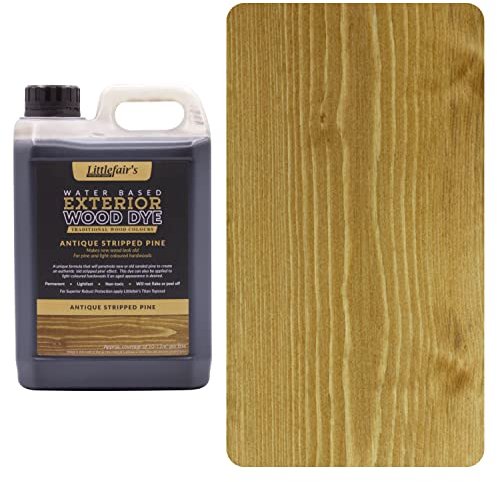 Littlefair's Holzlasur Außen 2.5ltr - Holzlasur Für Natürliche Holzmaserung - Wasserbasierte Holz Lasur - Schnell Trocknend, Schützt Und Umweltfreundlich - Farbe:Antike, abisolierte Kiefer)