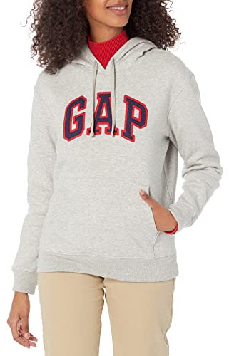 GAP Damen Logo Hoodie Hooded Full Zip Sweatshirt, Hell, meliert, Grau, S
