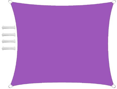Voiles d'ombrage pour Patio Triangulaire Rectangulaire Voile d'ombrage avec Corde Libre Imperméable Résistant UV98% pour Jardin Terrasse Camping Piscine Extérieur Balcon 3x6m Violet