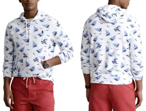 Ralph Lauren Männer Outdoor-Fans Hoodie Pullover Kapuzenpullover Weiß L EU Alpha Regulär Langarm Standardlänge [NA] Tier Bär Printed Kapuze
