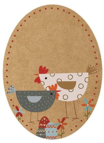 Logbuch-Verlag 200 Osteraufkleber auf Rolle zum Beschriften I Kraftpapier-Optik braun bunt mit Hühner Ostermotiv I Oster Sticker 6 x 4,5 cm