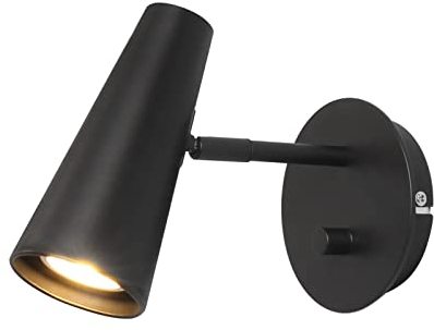 DAWALIGHT Dimmbare Wandleuchte mit Schalter GU10 LED Warmweiss Dimmbar 5W Einzelne Wandlampe Innen Verstellbare Wandleuchten für Lesen Nachttisch Schlafzimmer Korridor, Aluminium, Schwarz