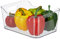 Relaxdays Organizer da Frigorifero, Contenitore da Cucina, Box per Alimenti, HLP: 10,5x25x18 cm, con Manici, Trasparente, 10.5 x 25 x 18 cm