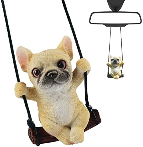 FainFun Lustige Autospiegel Anhänger, Auto Rückspiegel Dekoration, Süße Ornamente, Figur, Türen, Zuhause oder Büro, Geschenke (Gelb)