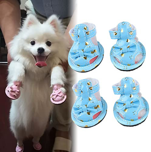 Sommer Mesh Atmungsaktive Hundesandalen Atmungsaktiv Verhindern Sie, Dass Hundeschuhe Verrutschen (Blau)