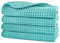 Polyte - Gants de toilette en microfibre - Non pelucheux - Structure gaufrée - Aqua - 33 x 33 cm - Lot de 4