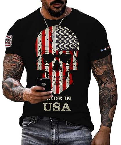 Sport T-Shirt Herren Persönlichkeit 3D Druck Casual T-Shirt Sommer Rundhals Basic T-Shirt Herren Leichte Komfortabel Kurzarm T-Shirt Streetstyle Outdoor T-Shirt Herren H-008 6XL