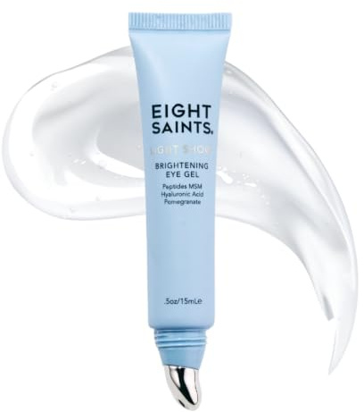 Eight Saints Light Show Brightening Eye Gel, Anti Aging Cooling Eye Gel to Reduce Puffiness, Wrinkles and Calms Under Eye Skin, with Peptides, MSM, and Hyaluronic Acid, 0.5 Ounces